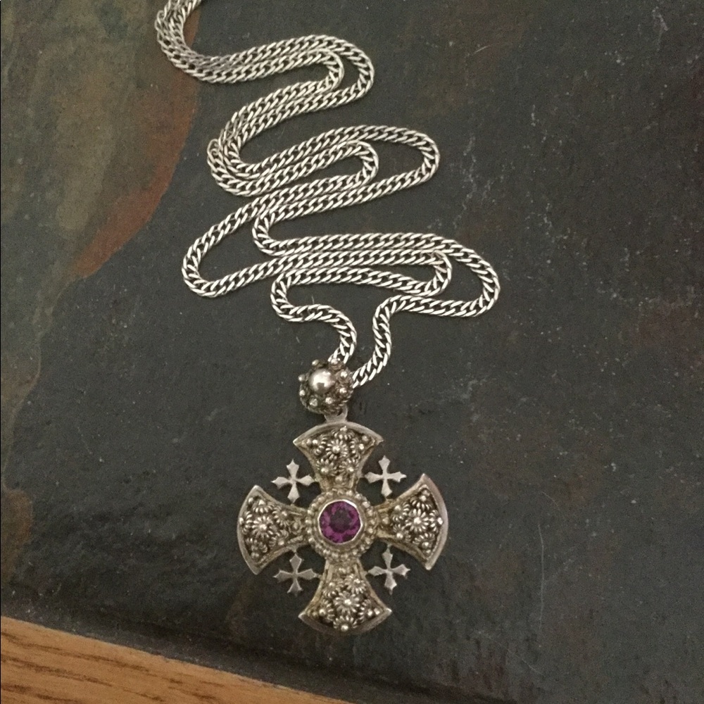 950 SILVER NECKLACE WITH AMYTHYST